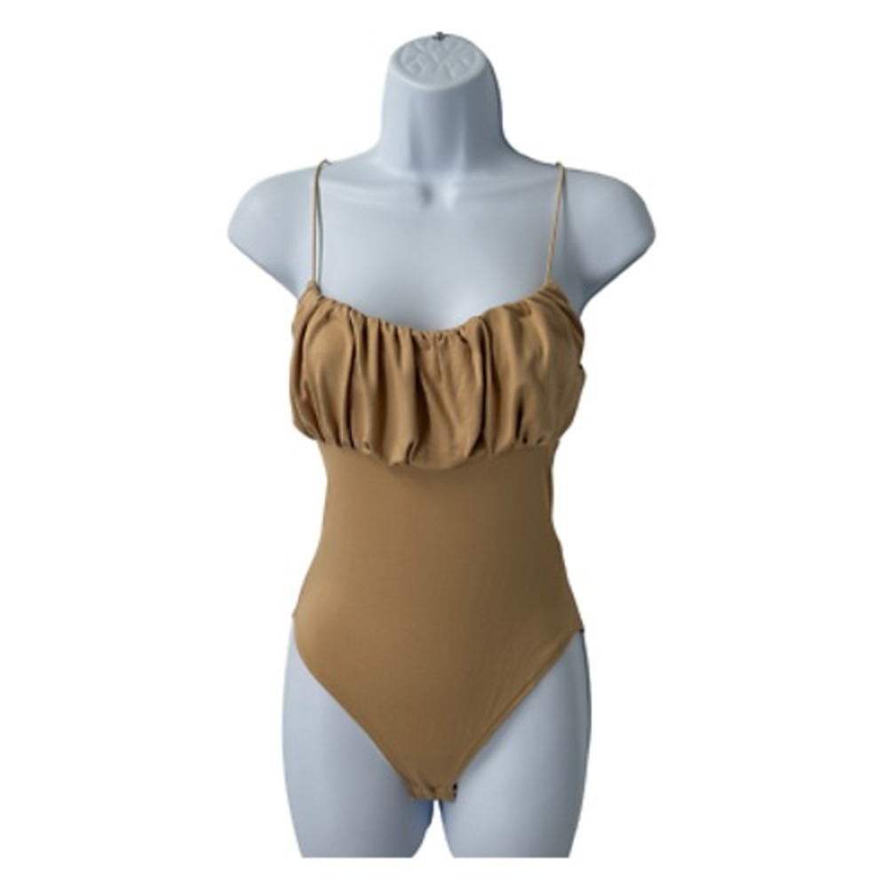 NWT Gaze DTLA Ruched Bust Cami Bodysuit Nude Size XS
